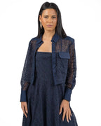 MARELLA - Polo in pizzo sangallo blu