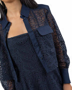 MARELLA - Polo in pizzo sangallo blu