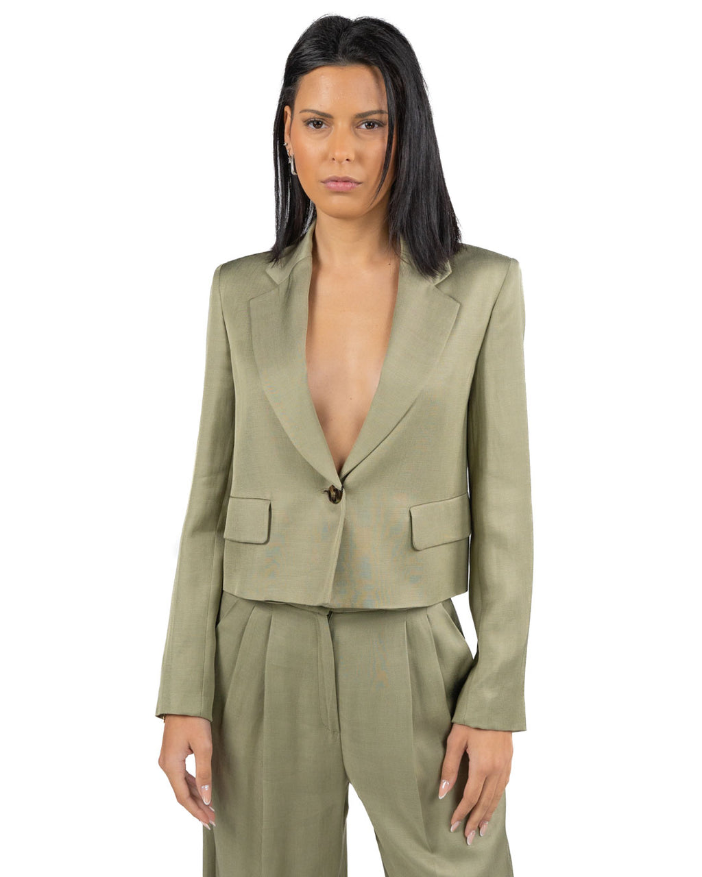 MARELLA - Pantalone in Twill di Viscosa Kaki