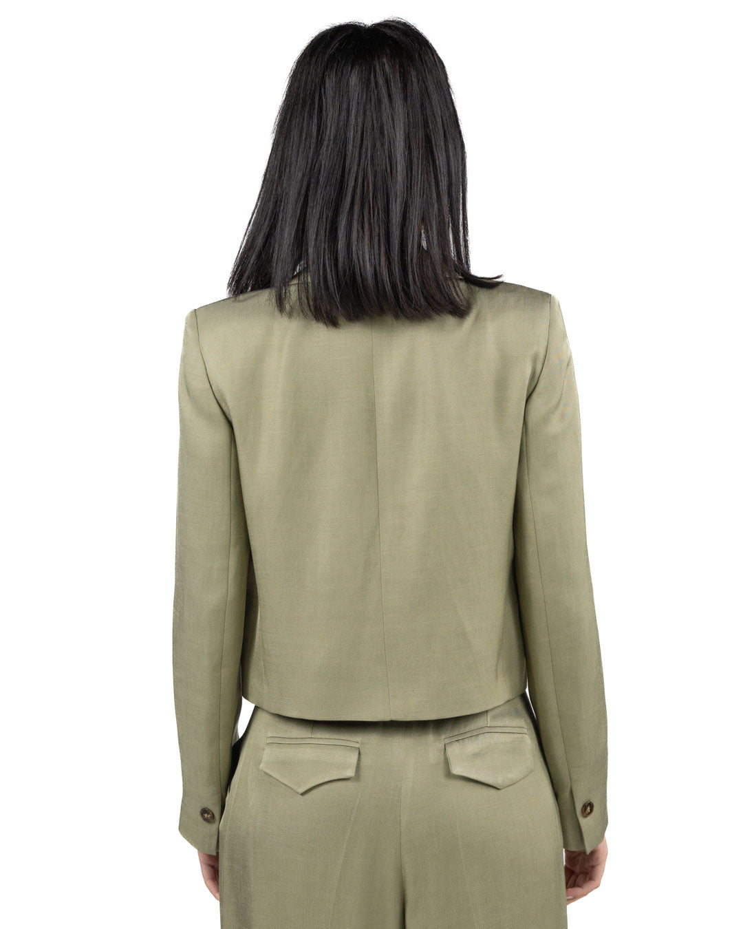 MARELLA - Giacca in Twill di Viscosa Kaki