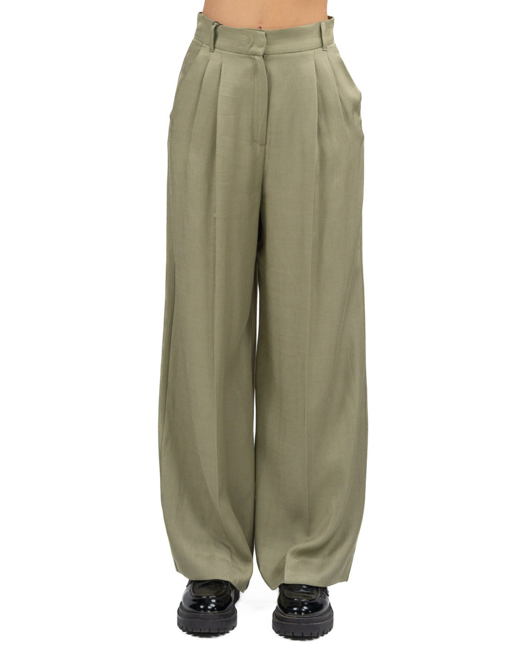 MARELLA - Pantalone in Twill di Viscosa Kaki