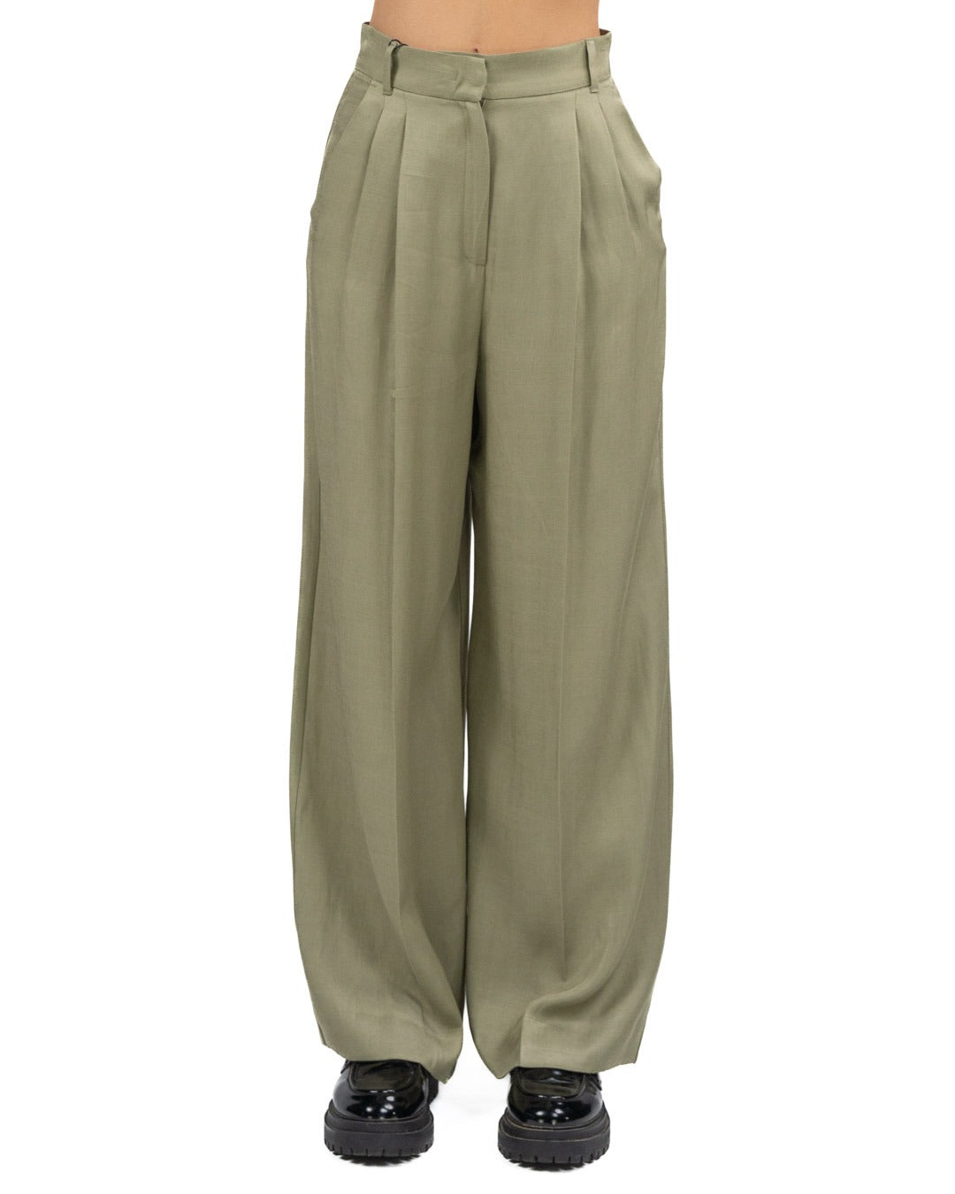 MARELLA - Pantalone in Twill di Viscosa Kaki