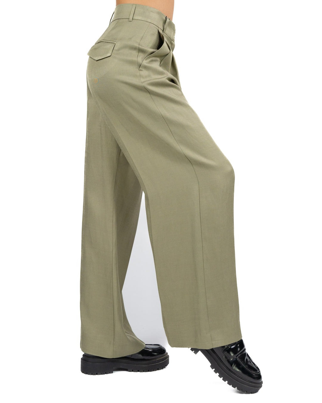 MARELLA - Pantalone in Twill di Viscosa Kaki