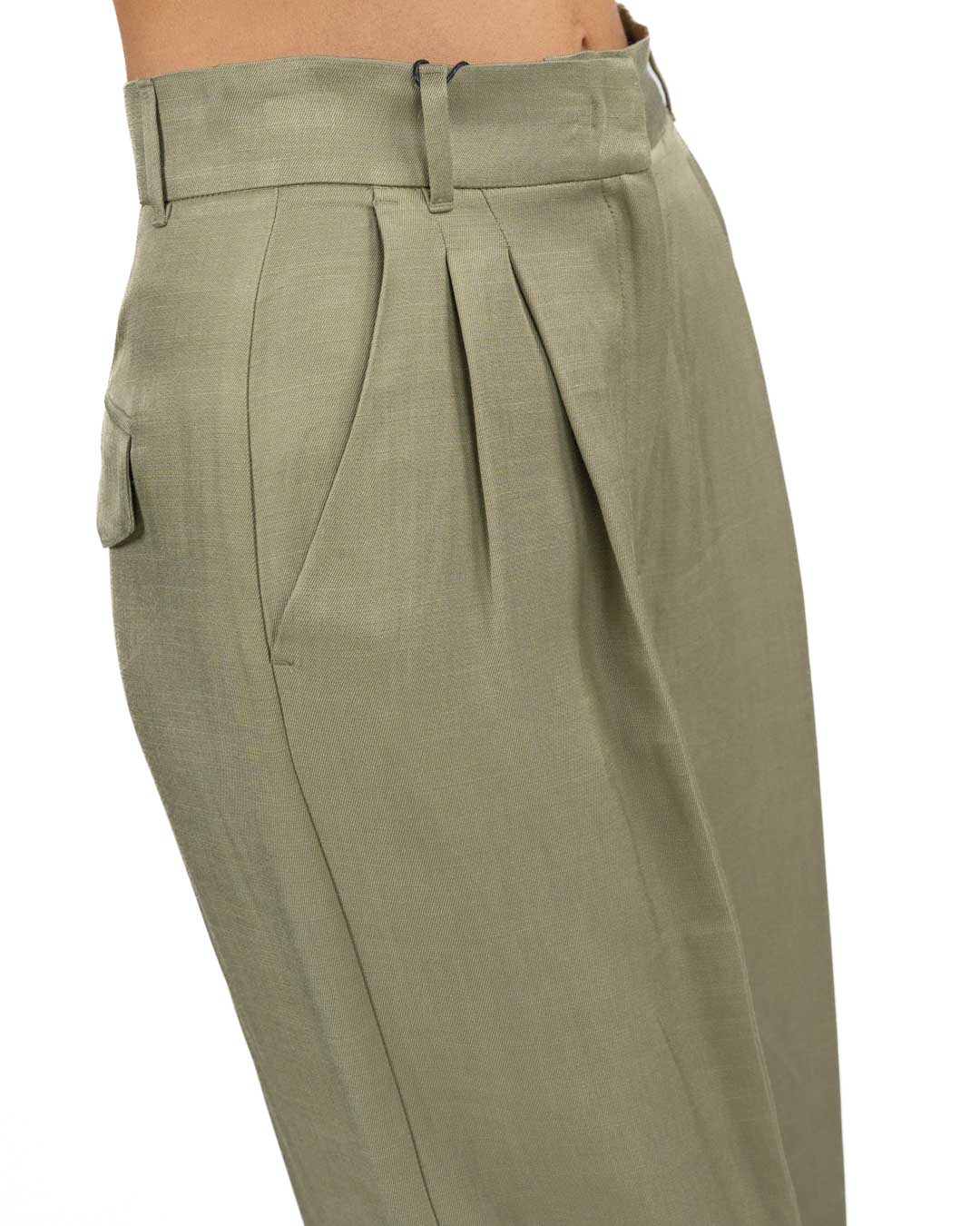 MARELLA - Pantalone in Twill di Viscosa Kaki