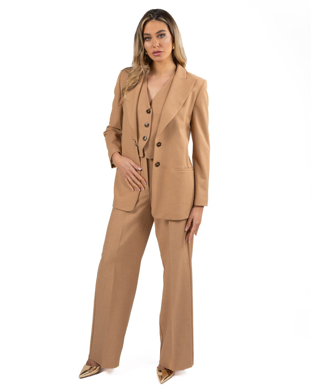 EMME MARELLA - Giacca sfiancata tinta tabacco