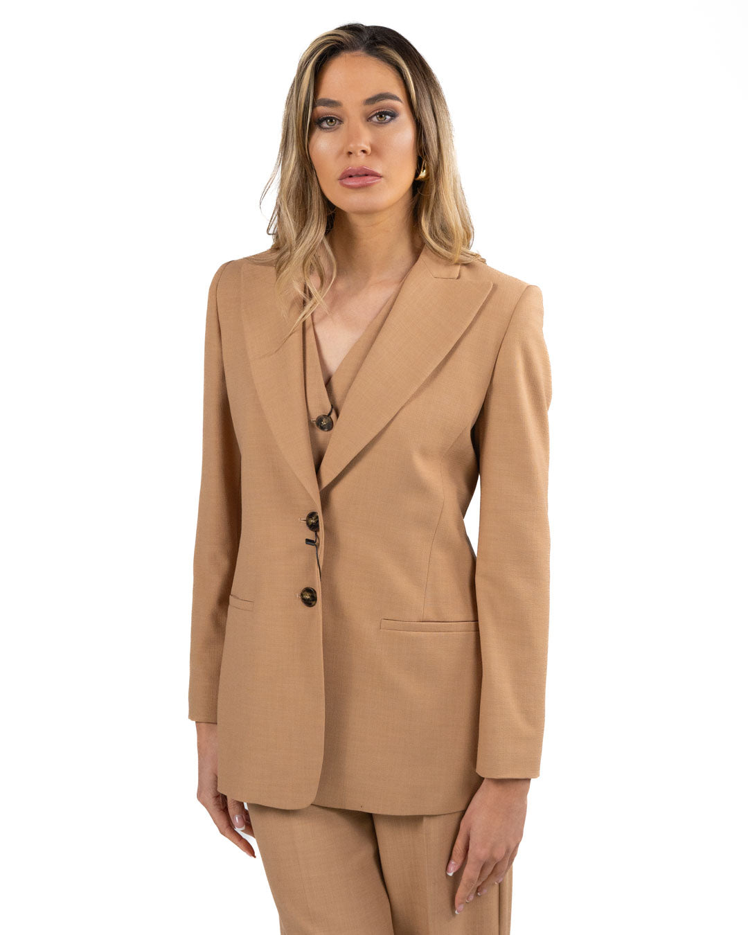 EMME MARELLA - Giacca sfiancata tinta tabacco