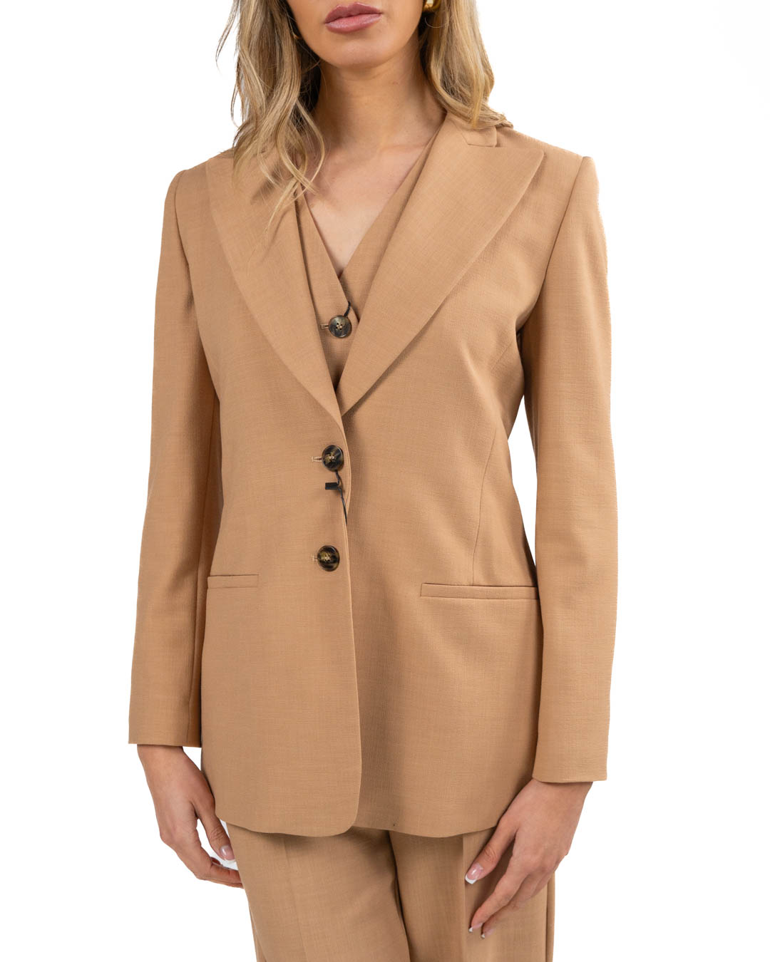 EMME MARELLA - Giacca sfiancata tinta tabacco