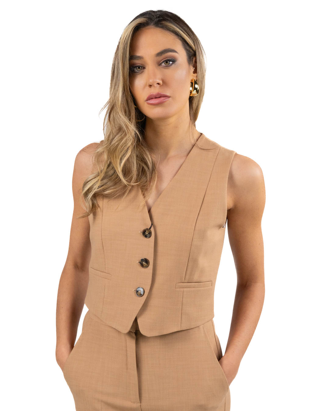 MARELLA - Completo gilet e pantalone tinta tabacco