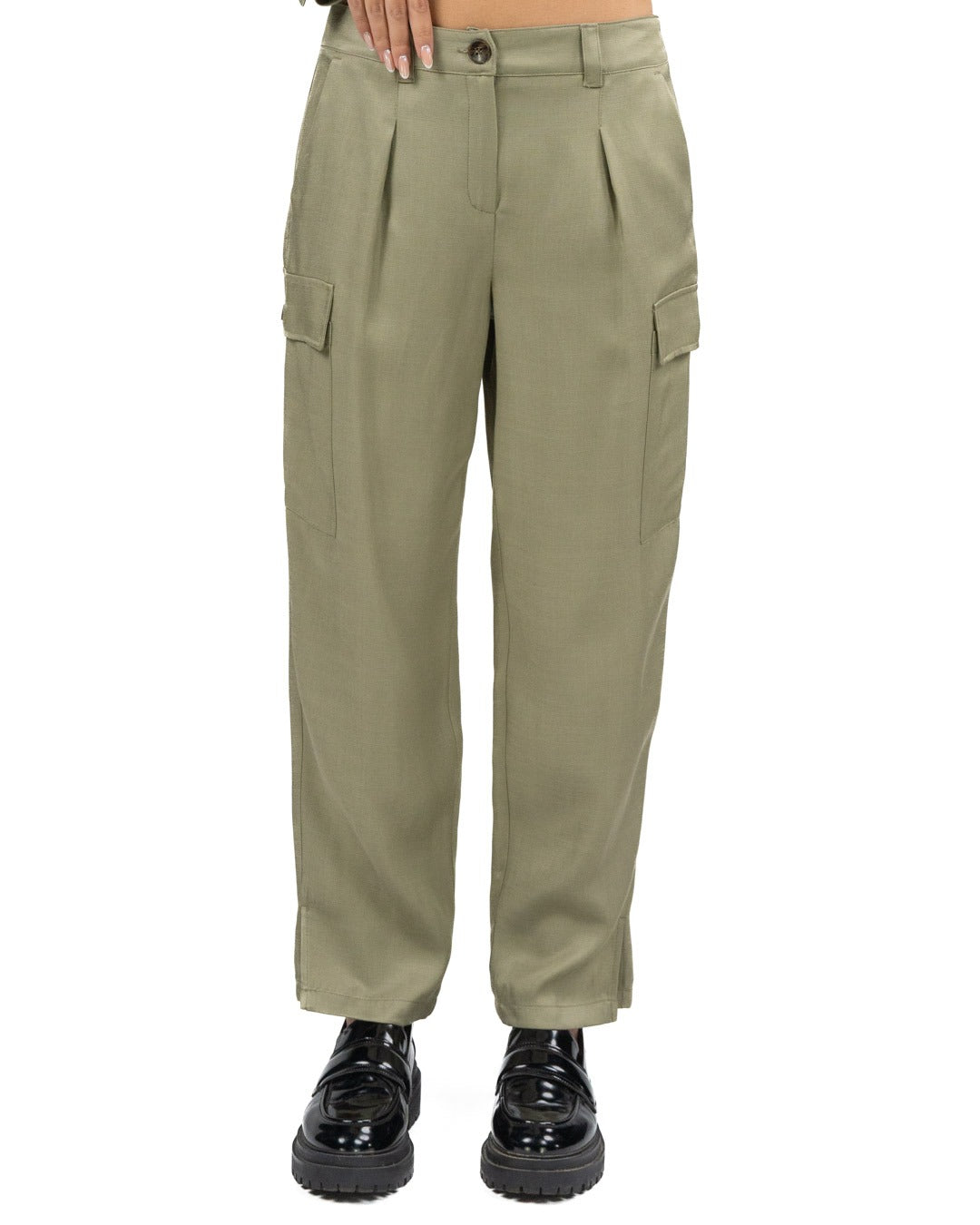 MARELLA - Pantalone cargo in twill tinta kaki