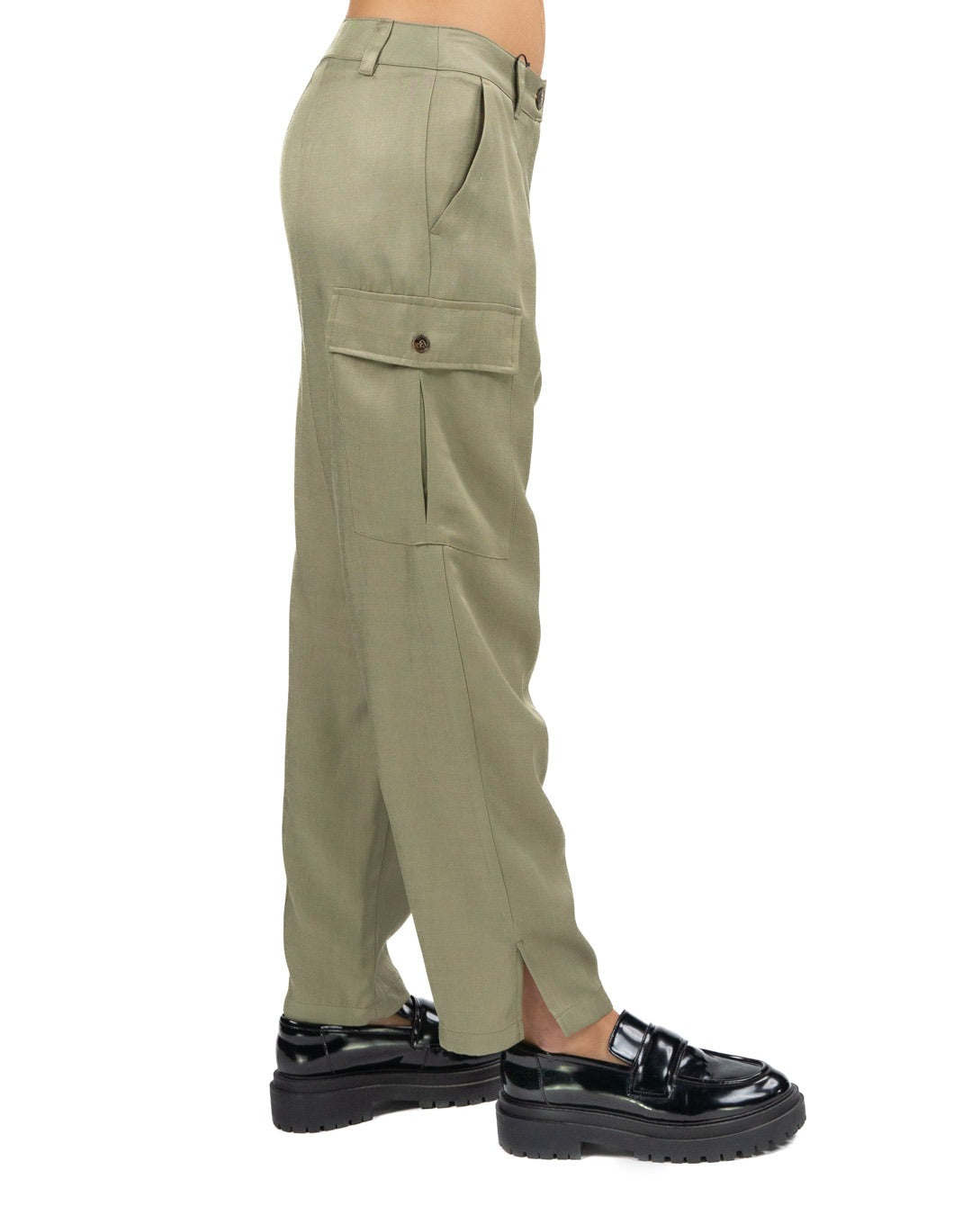 MARELLA - Pantalone cargo in twill tinta kaki