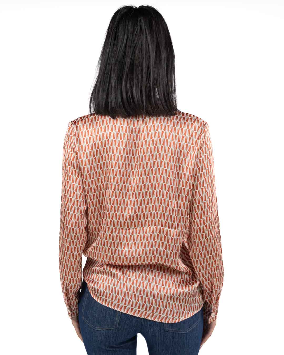 EMME MARELLA - Camicia fantasia tinta mattone