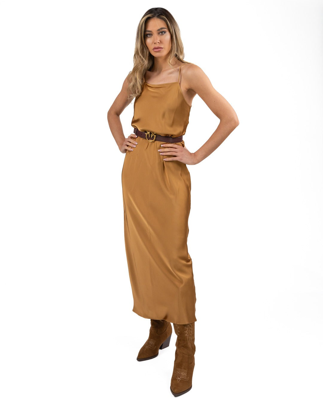 MARELLA - Abito scollo americana color daino