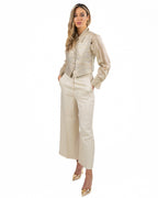 MARELLA - Camicia chiffon sabbia in lurex