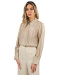 MARELLA - Camicia chiffon sabbia in lurex