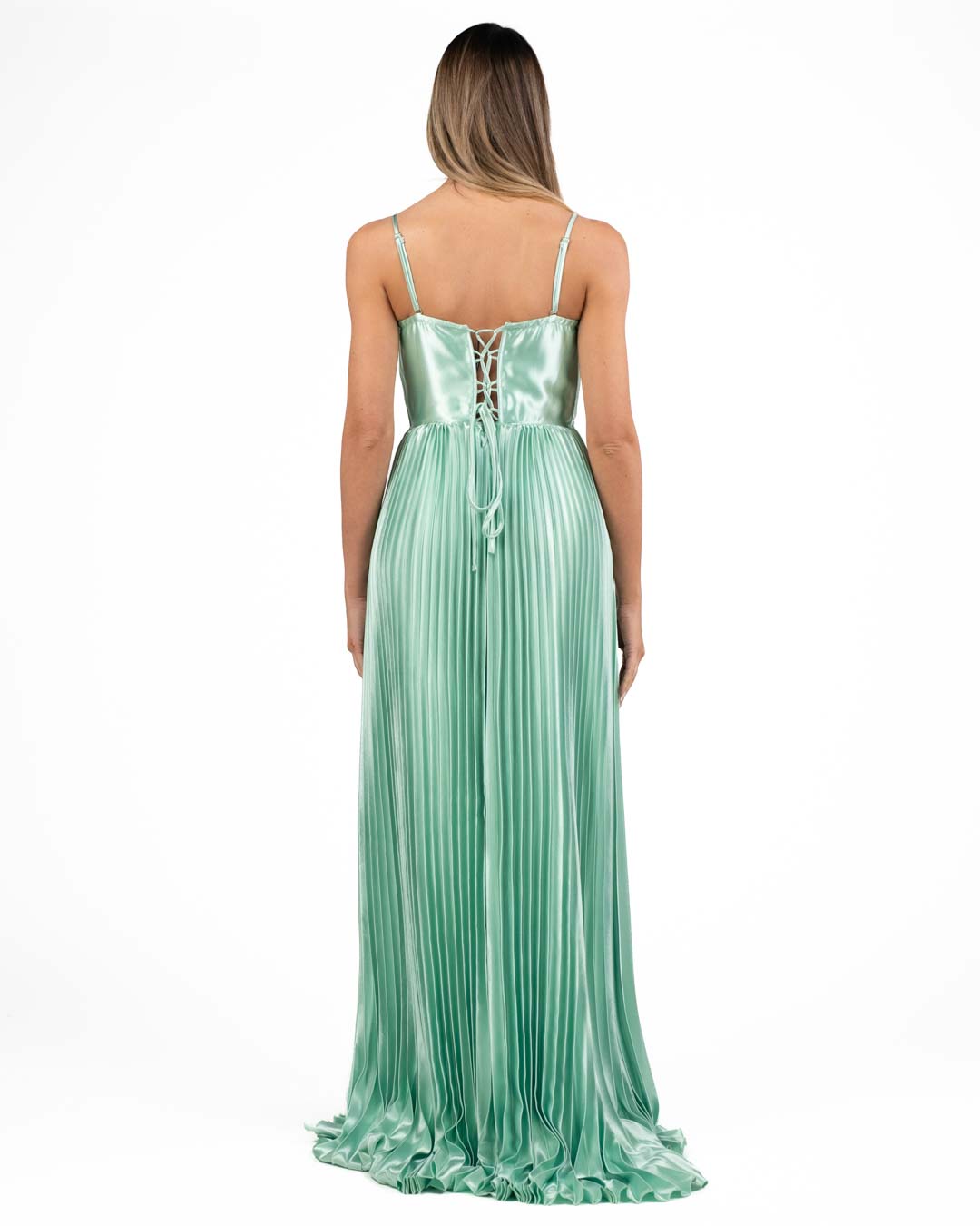 Berti Mode Collection - Abito in raso verde salvia