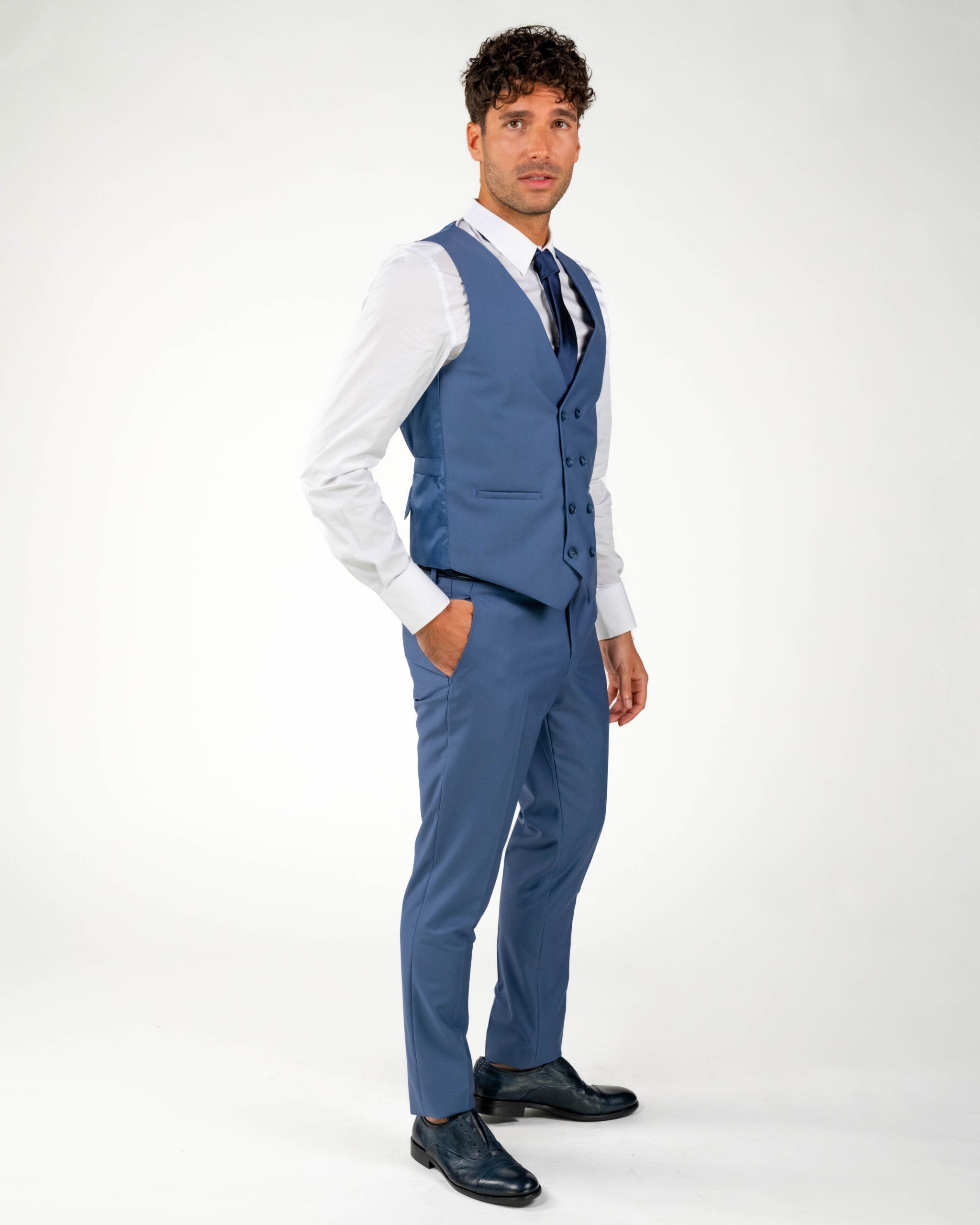 Berti Mode Collection - Completo azzurro polvere tre pezzi