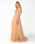 Berti Mode Collection - Abito rosa con scollo a cuore e paillettes
