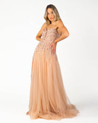 Berti Mode Collection - Abito rosa con scollo a cuore e paillettes