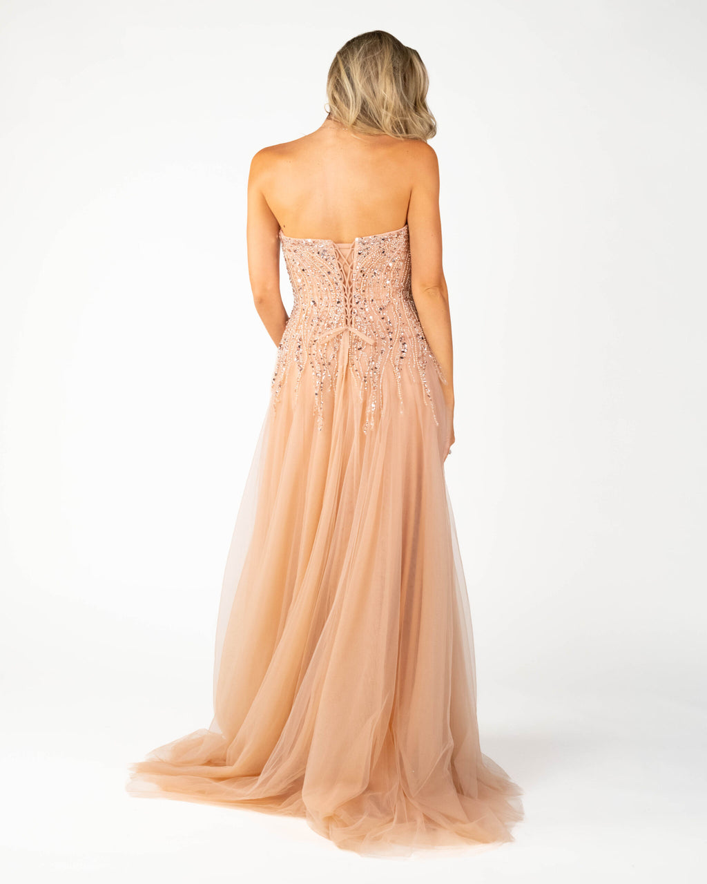 Berti Mode Collection - Abito rosa con scollo a cuore e paillettes