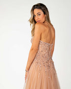 Berti Mode Collection - Abito rosa con scollo a cuore e paillettes