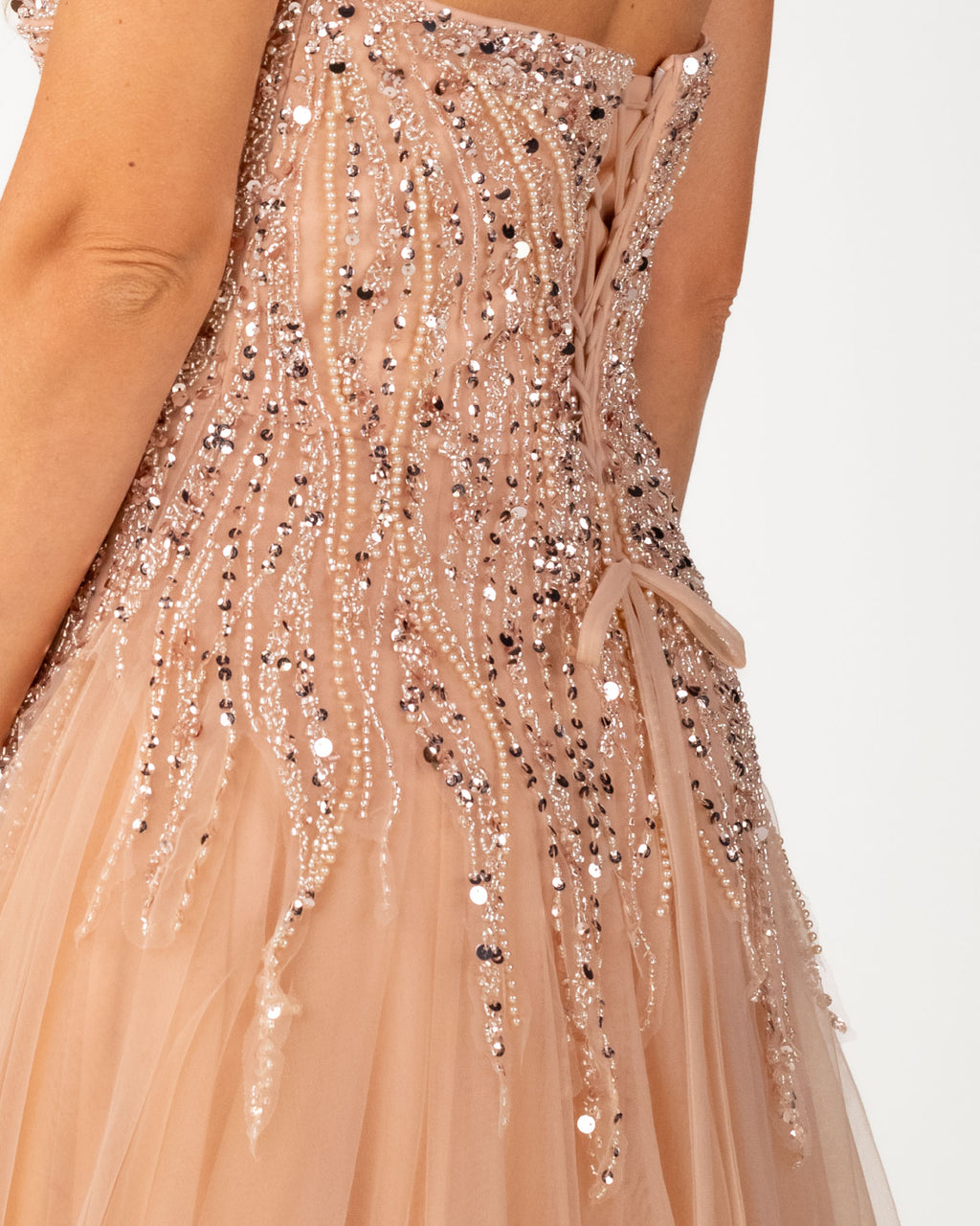 Berti Mode Collection - Abito rosa con scollo a cuore e paillettes