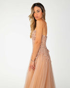 Berti Mode Collection - Abito rosa con scollo a cuore e paillettes
