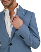 Langella - Abito in fresco lana azzurro