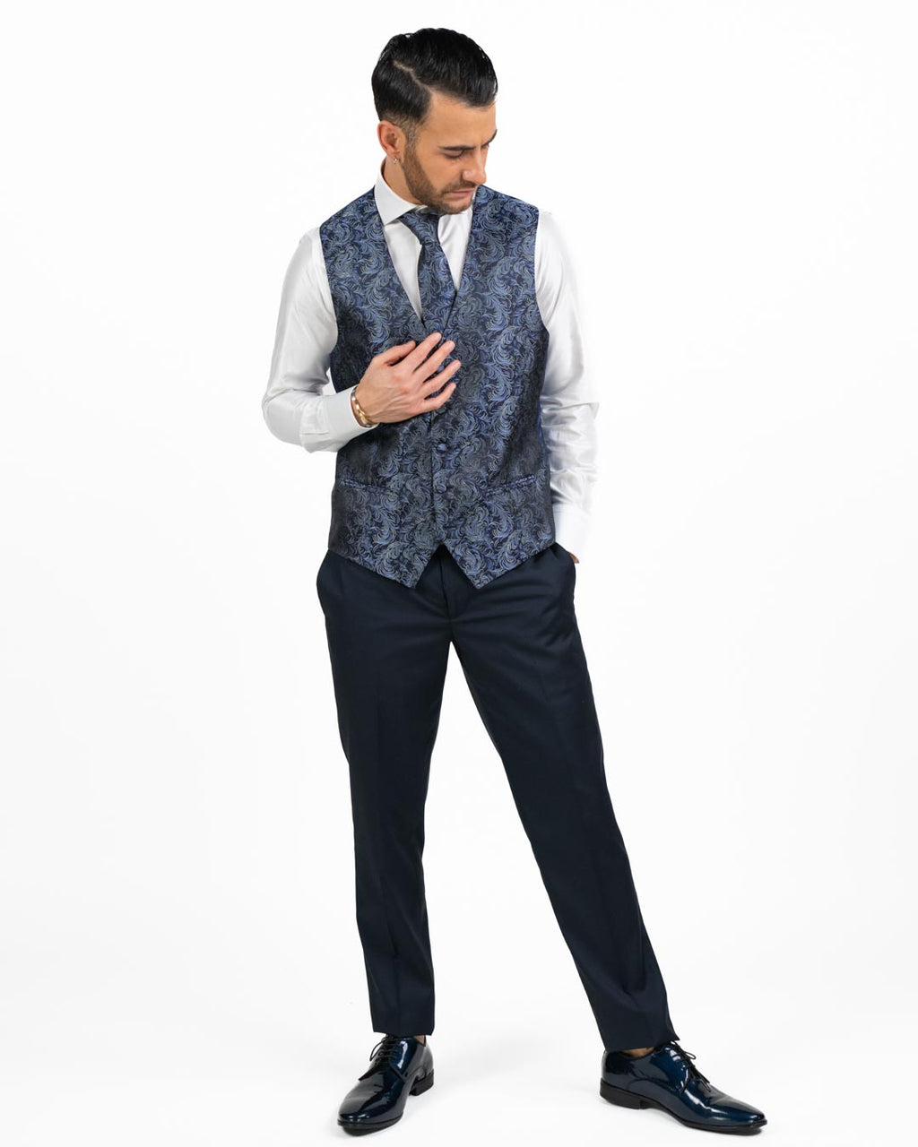 Lebole - Gilet in fantasia blu notte