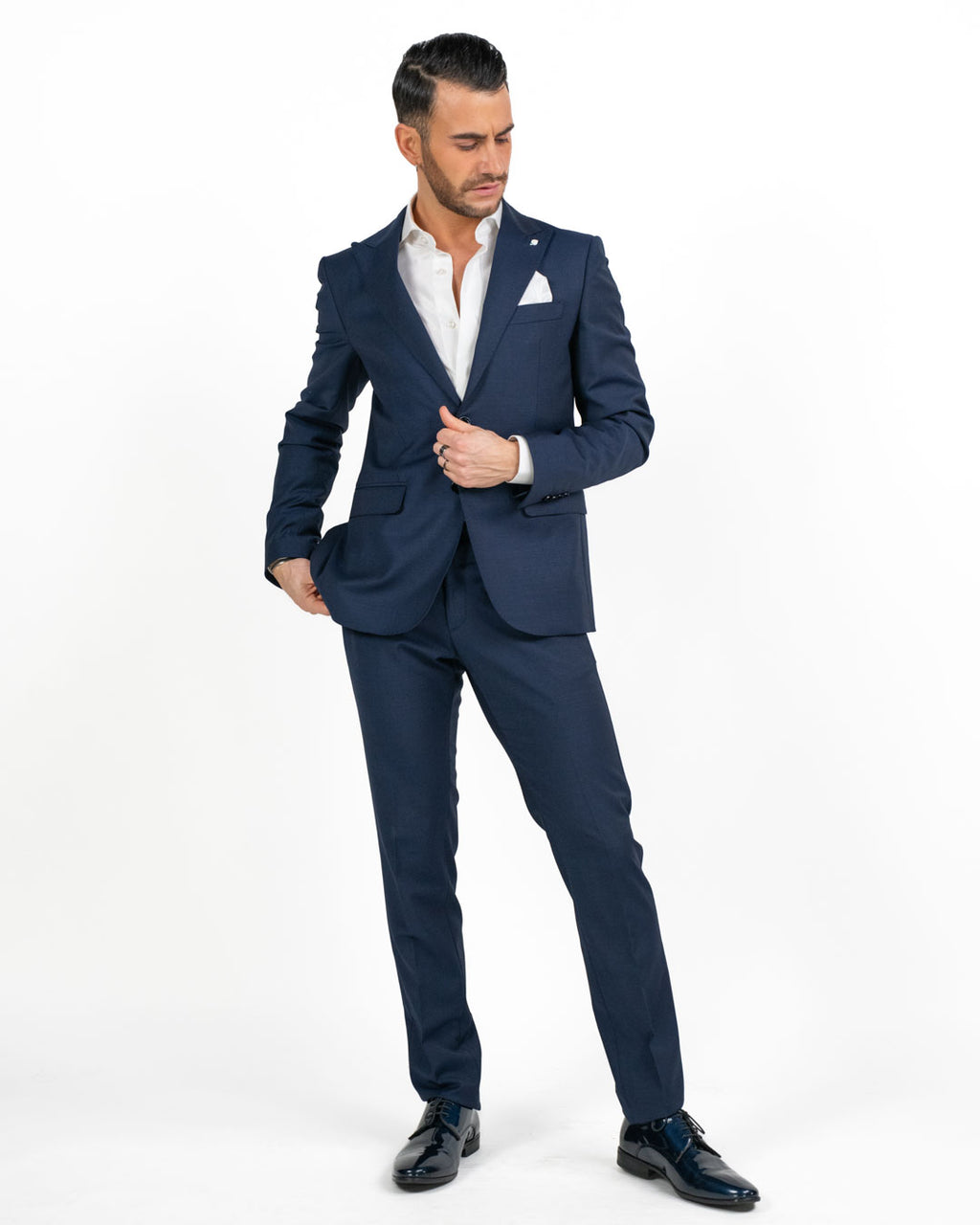 Langella - Abito in fresco lana blu