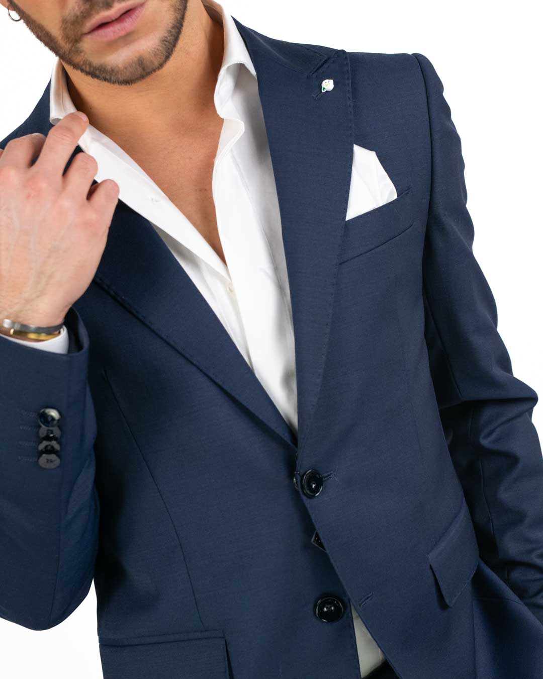 Langella - Abito in fresco lana blu