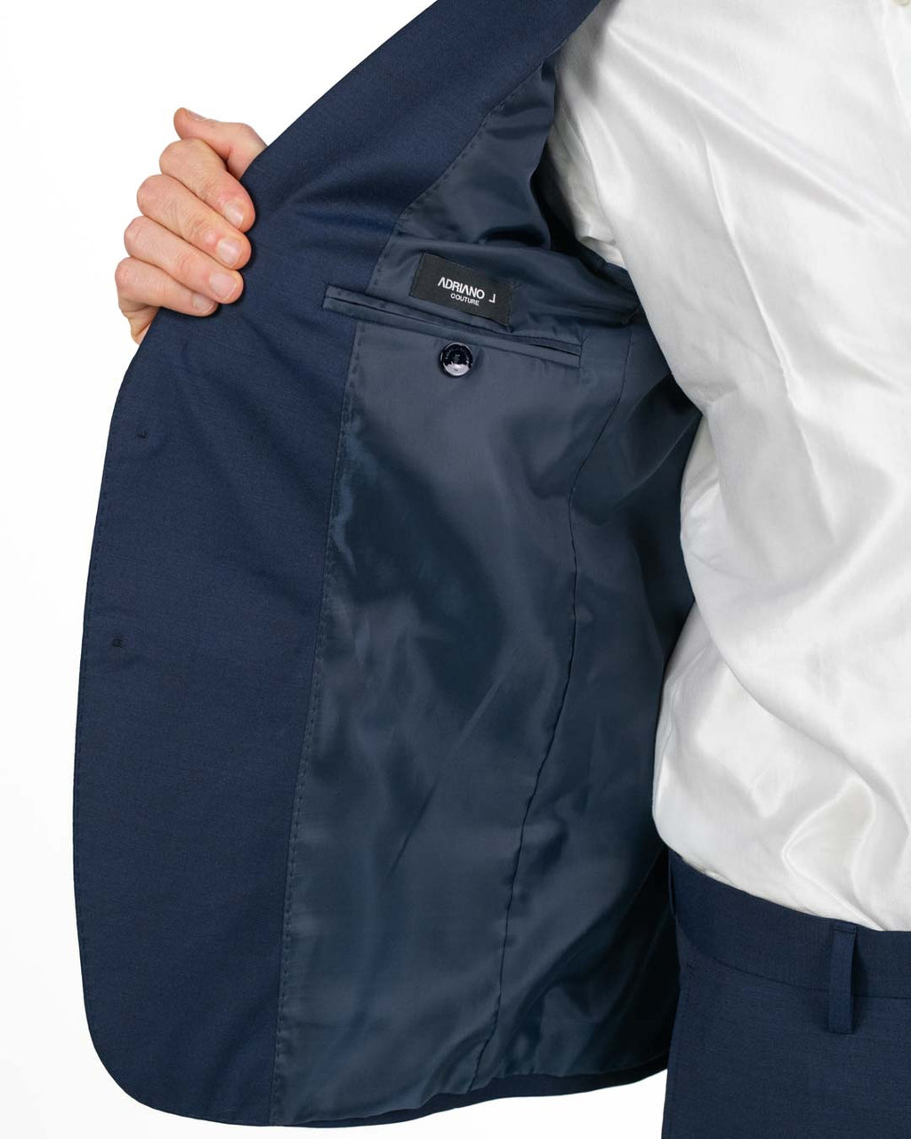 Langella - Abito in fresco lana blu