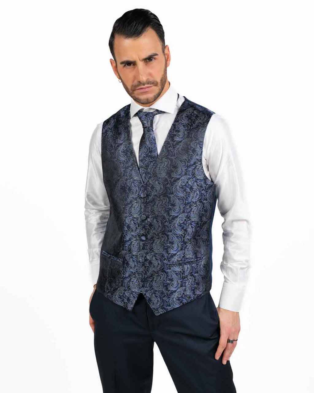 Lebole - Gilet in fantasia blu notte