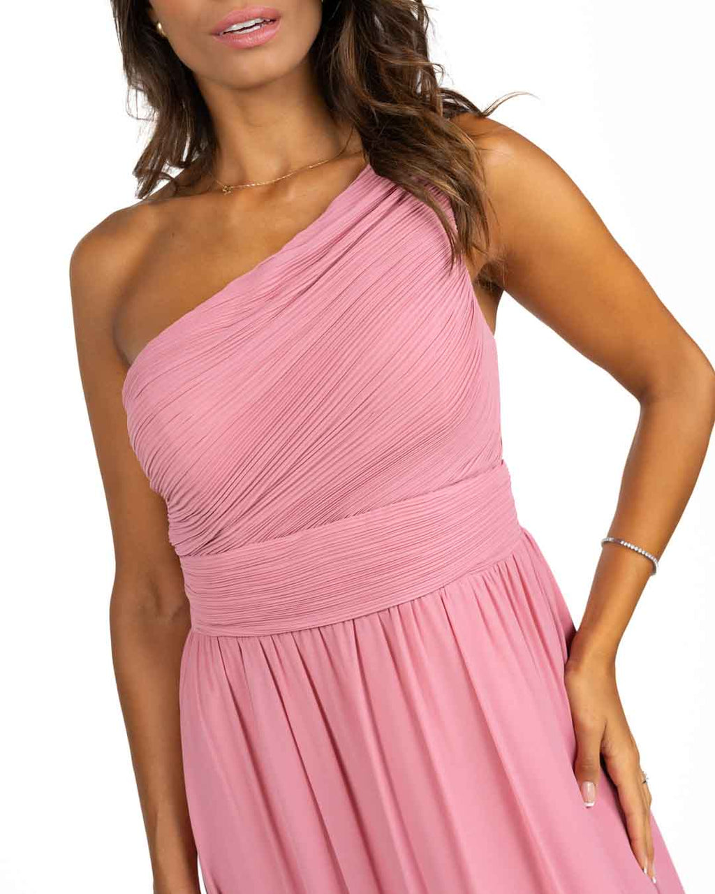 Berti Mode Collection - Abito monospalla chiffon rosa