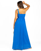 Berti Mode Collection - Abito monospalla chiffon azzurro