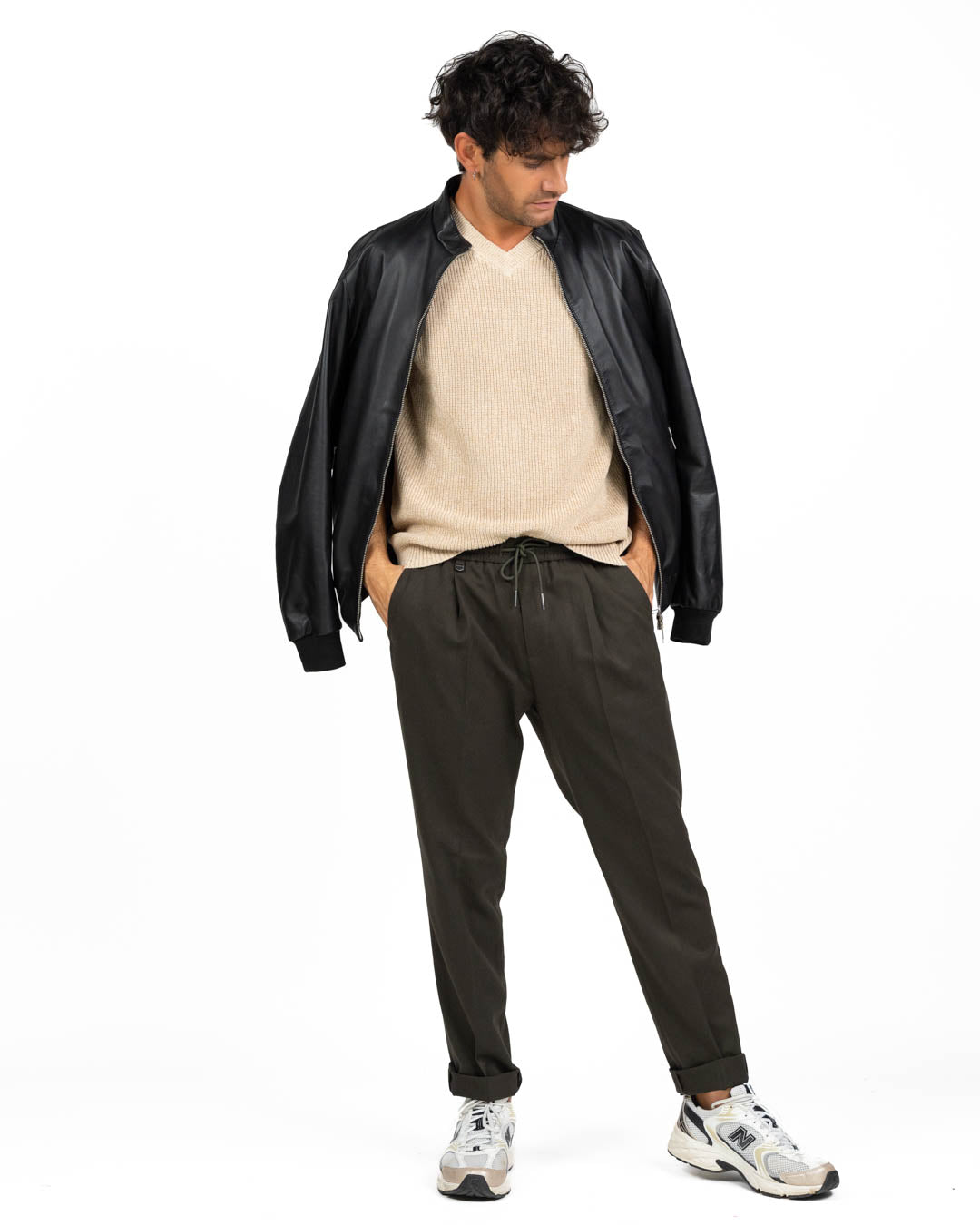 Berti Mode Collection - Giubbotto bomber in pelle vera nero