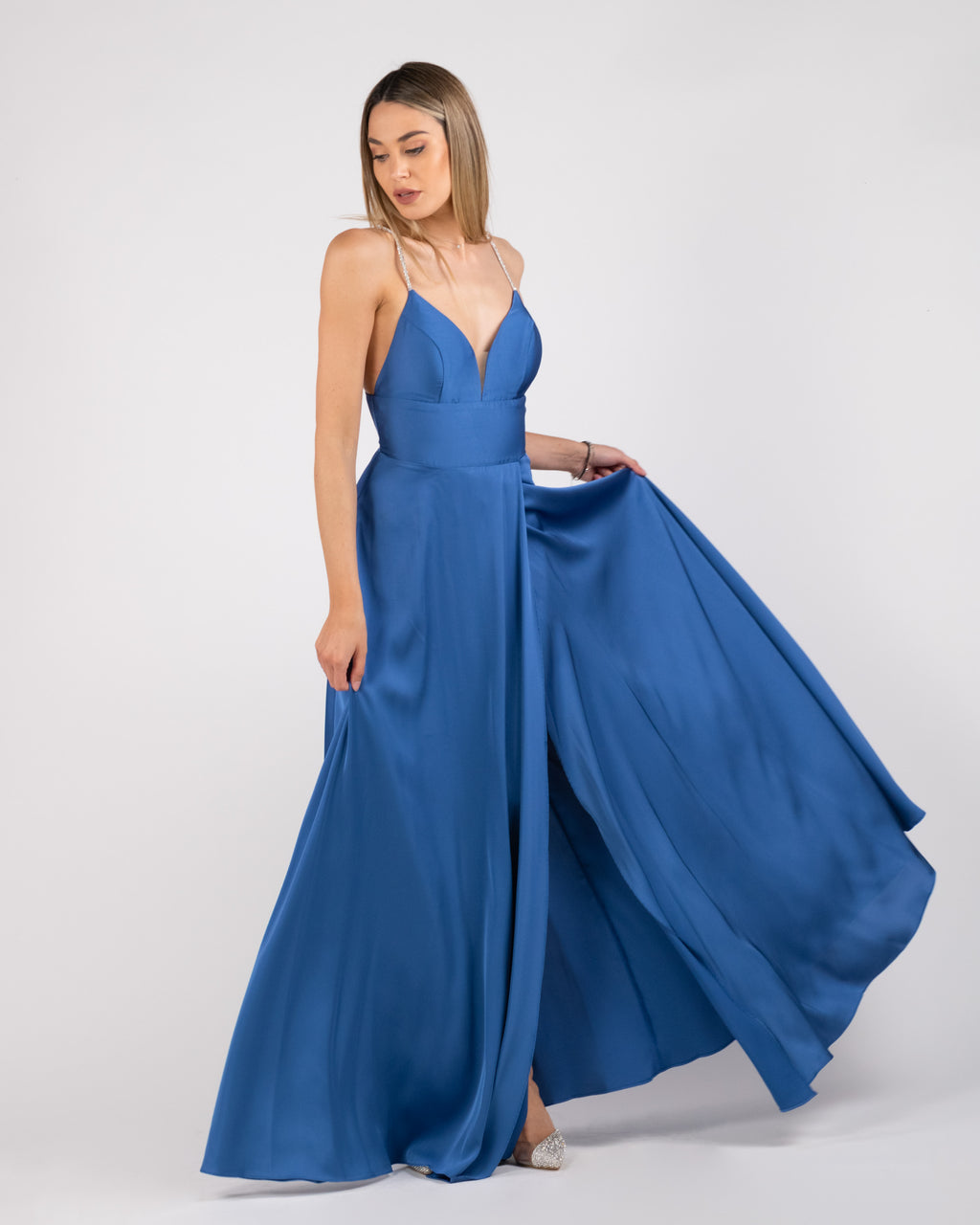 Berti Mode Collection - Abito blu con spallina gioiello