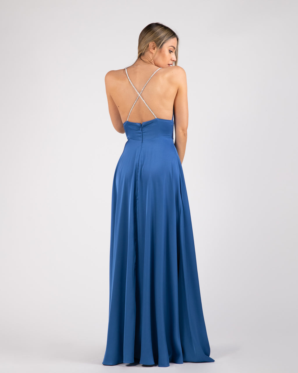 Berti Mode Collection - Abito blu con spallina gioiello