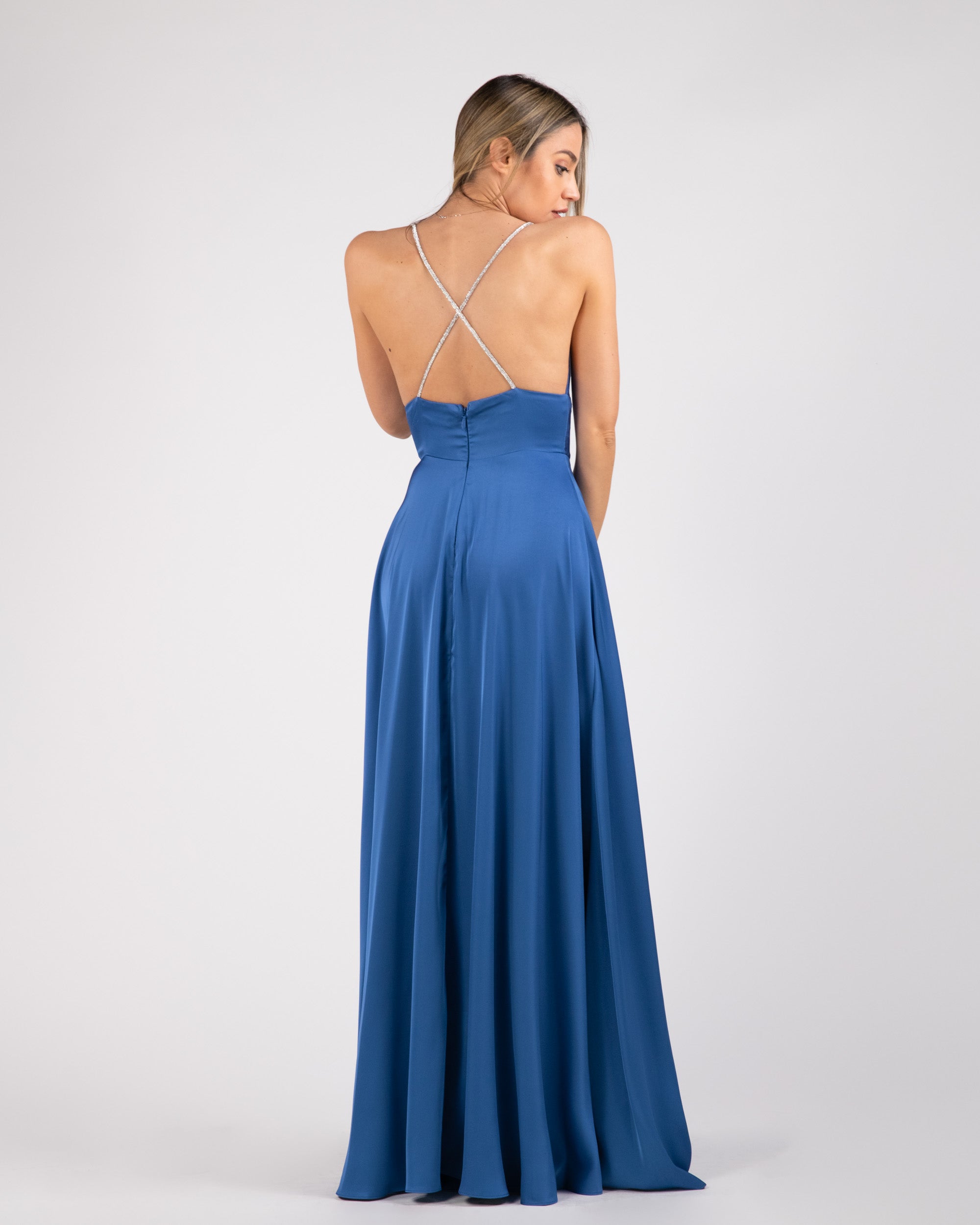 Berti Mode Collection - Abito blu con spallina gioiello