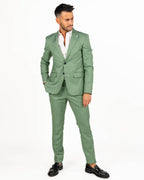 Langella - Completo monopetto stretch colore salvia