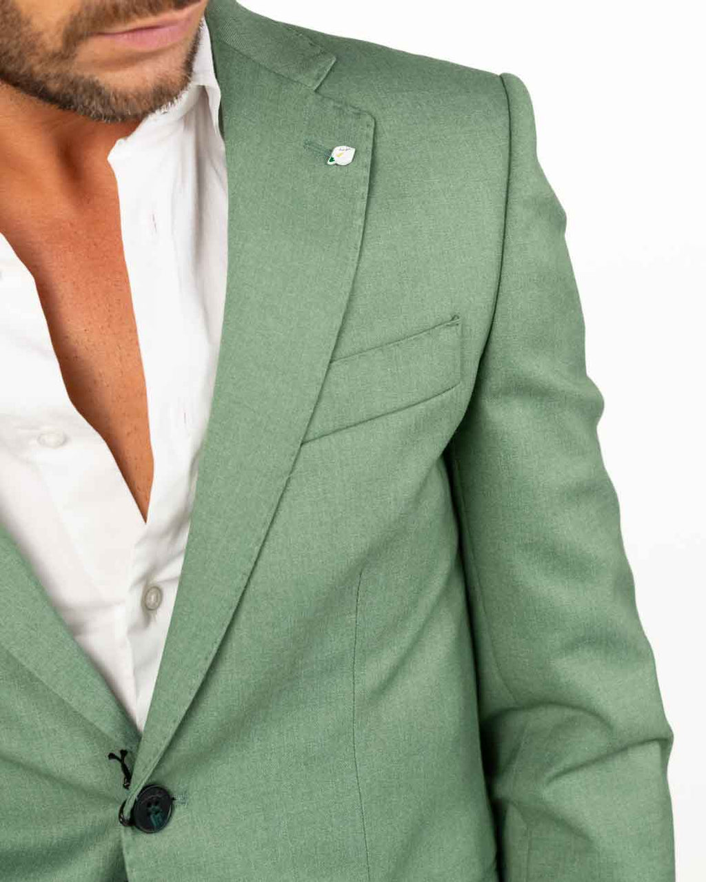 Langella - Completo monopetto stretch colore salvia