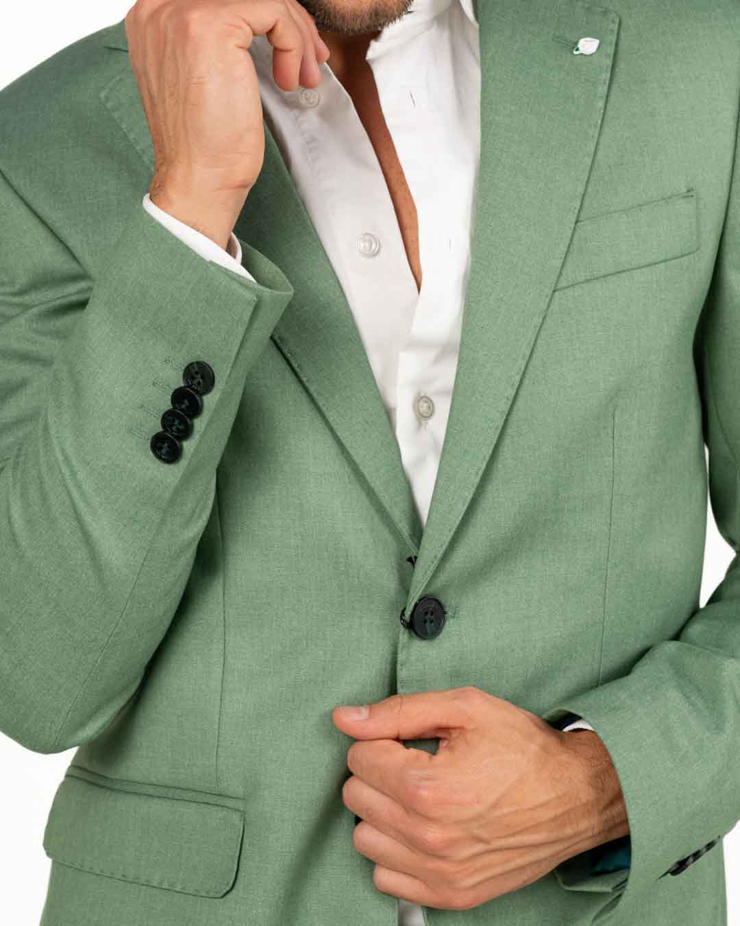 Langella - Completo monopetto stretch colore salvia