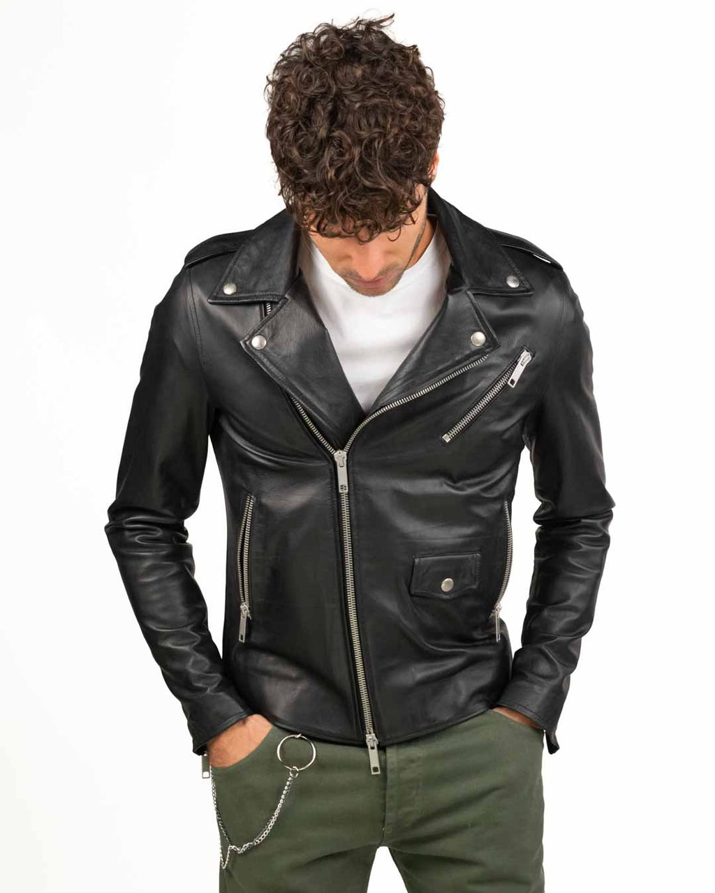 Berti Mode Collection - Giubbotto bomber in pelle vera nero