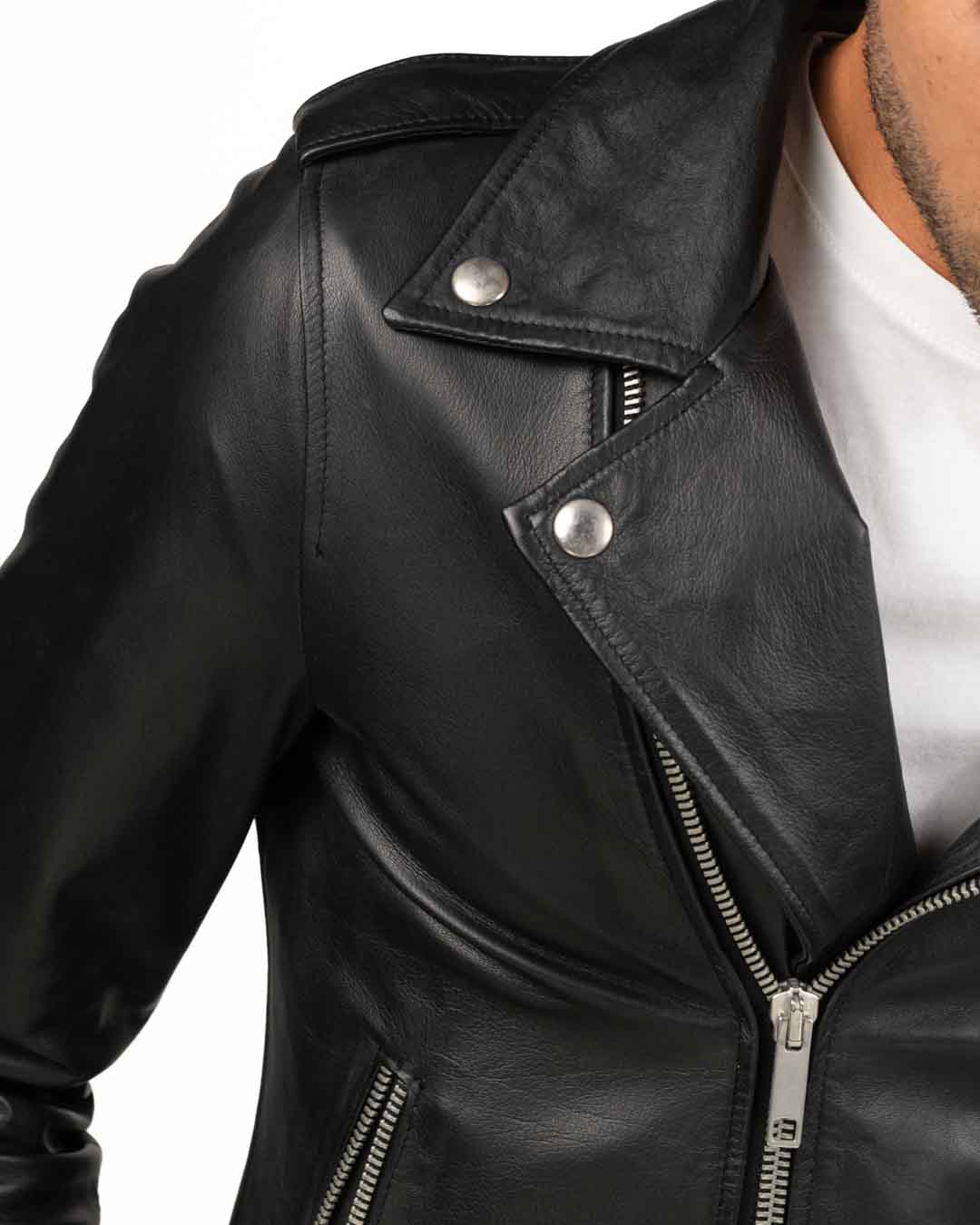 Berti Mode Collection - Giubbotto bomber in pelle vera nero