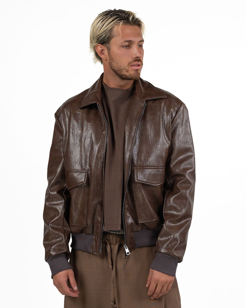 Giubbotto Bombeur in Ecopelle Vintage - Imperial