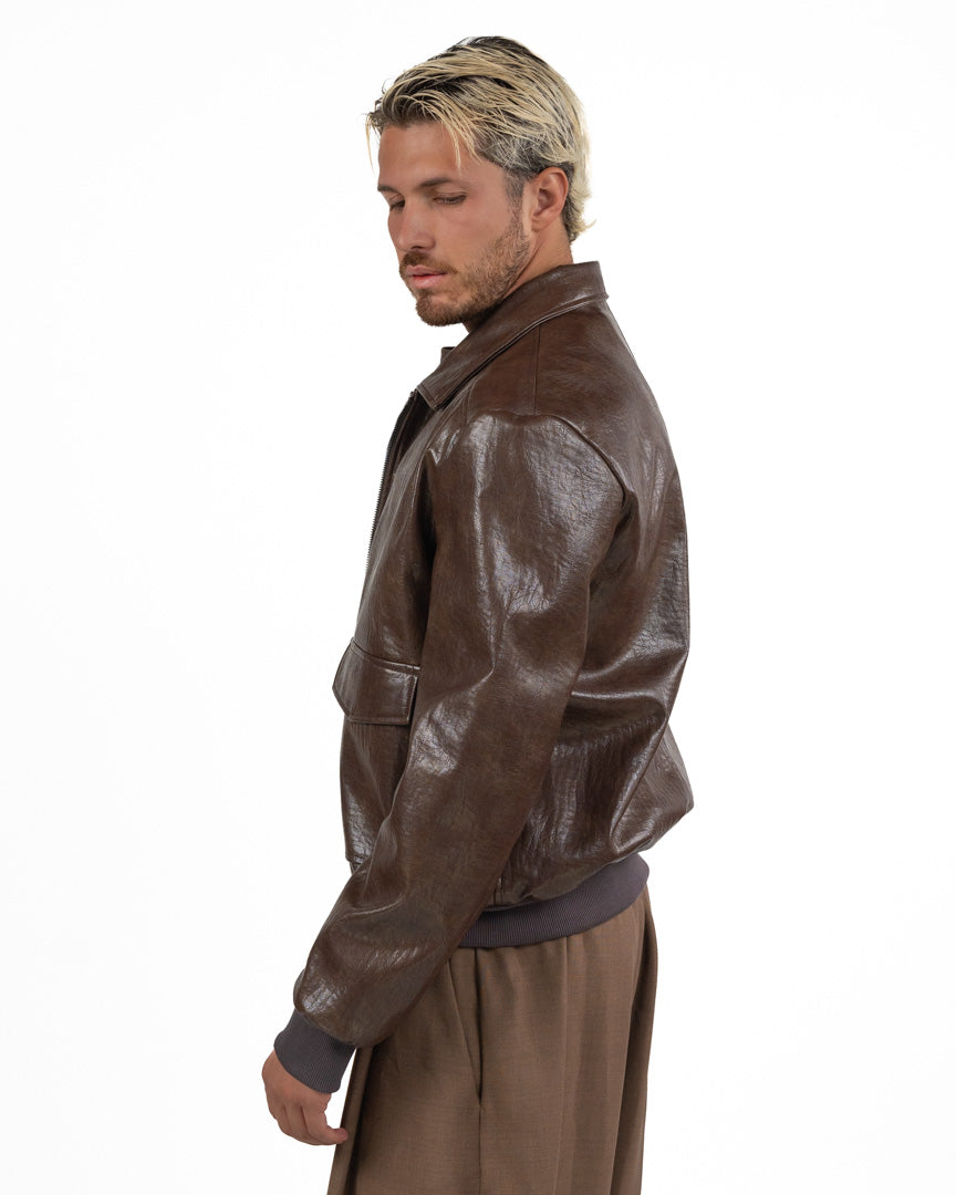 Giubbotto Bombeur in Ecopelle Vintage - Imperial