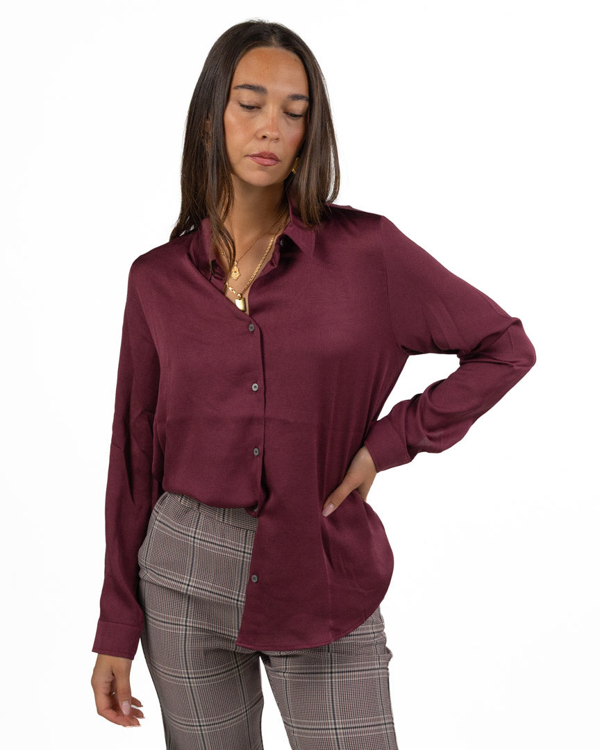 Camicia in Satin Bordeaux - Emme Marella