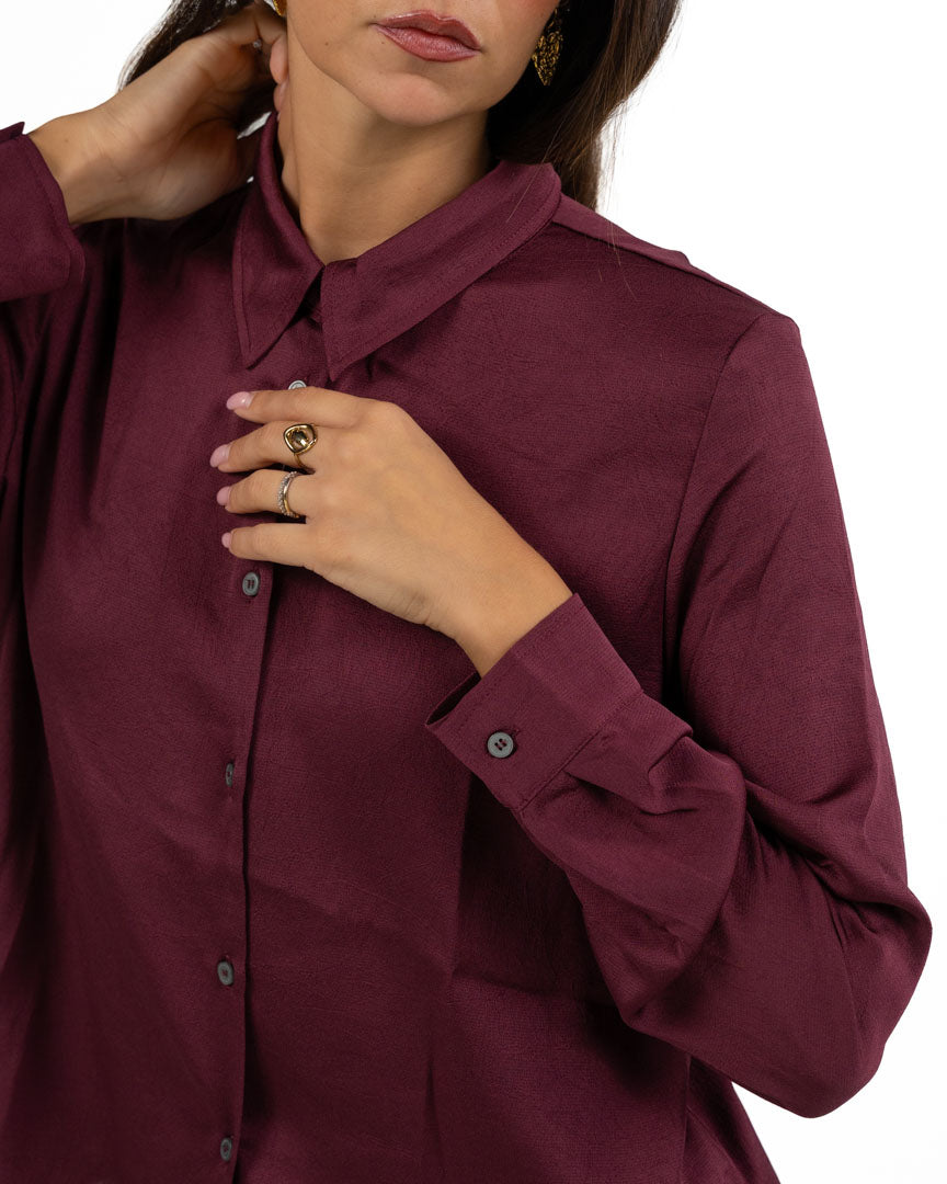 Camicia in Satin Bordeaux - Emme Marella