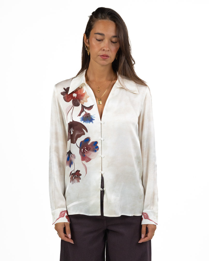 Camicia in Satin a Stampa Floreale - Pennyblack