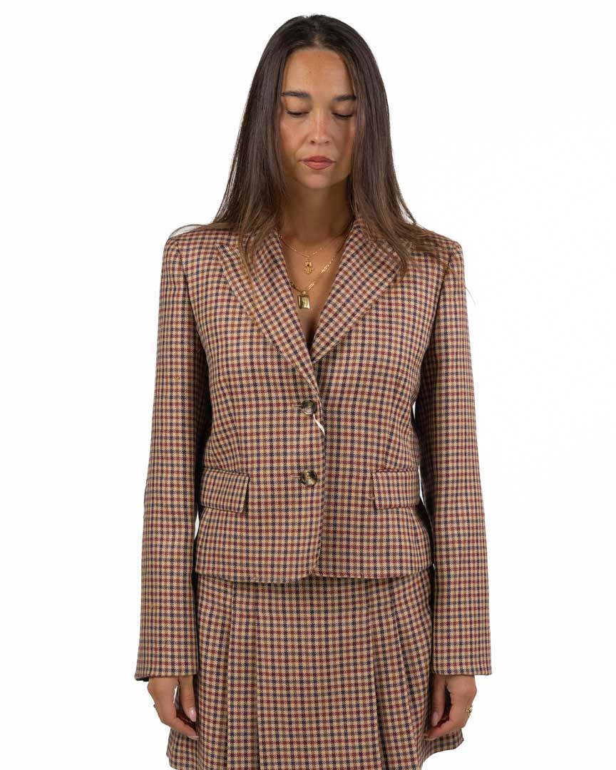 Blazer Corto Micro Check con Toppe - Pennyblack