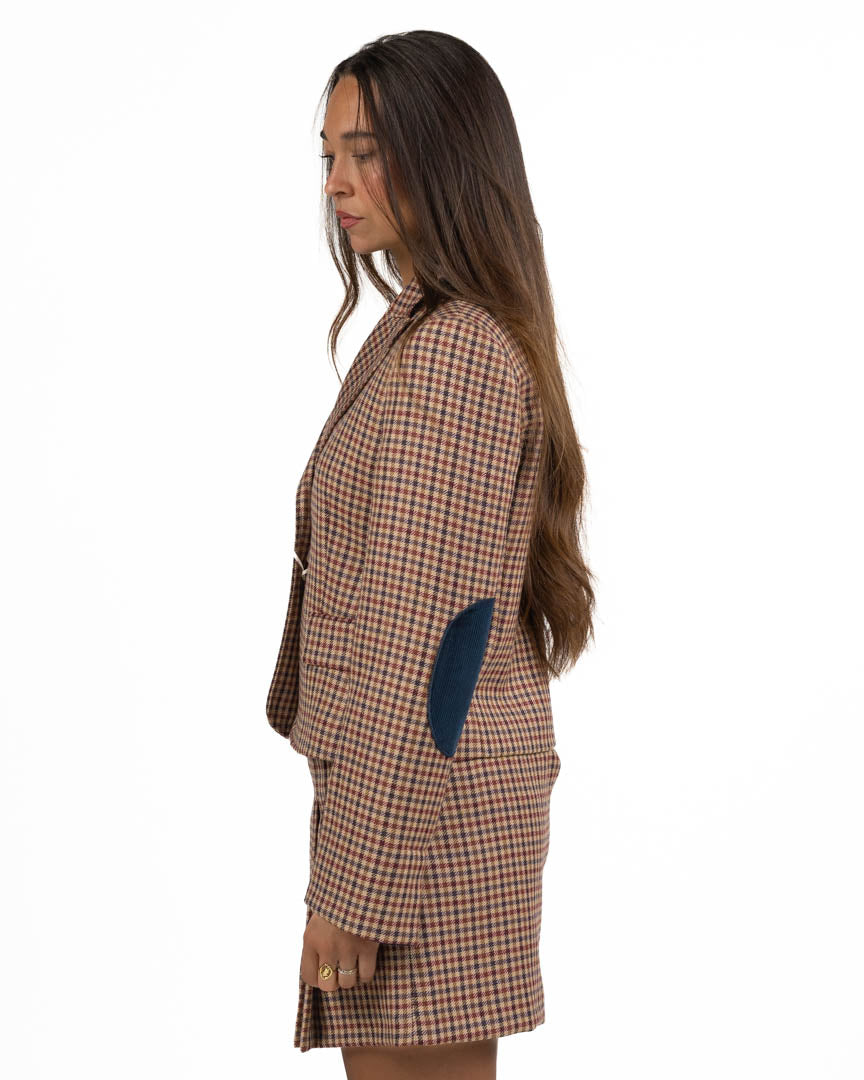 Blazer Corto Micro Check con Toppe - Pennyblack